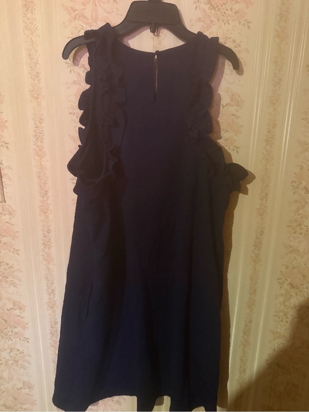 crown & ivy Navy Ruffle-Shoulder Mini Dress - Picture 5 of 8